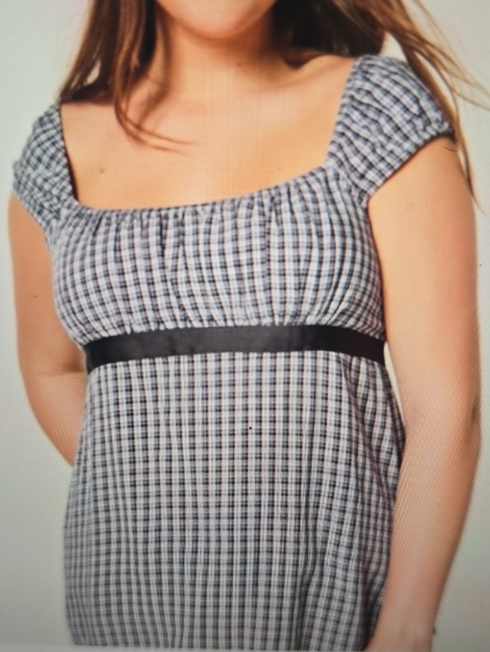 Hollister Black and White Baby Doll  Top with Square Neckline XL
